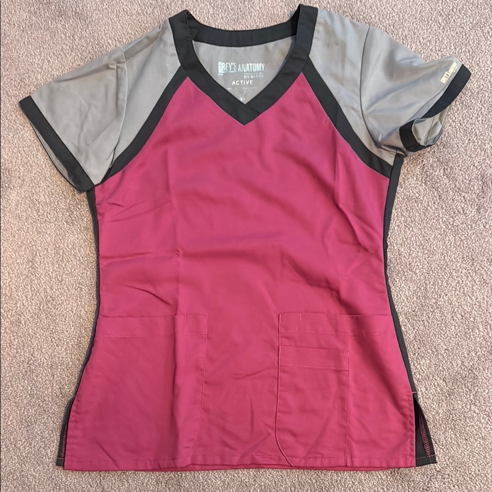 Grey's Anatomy Pink and Silver Fitted Jersey Top